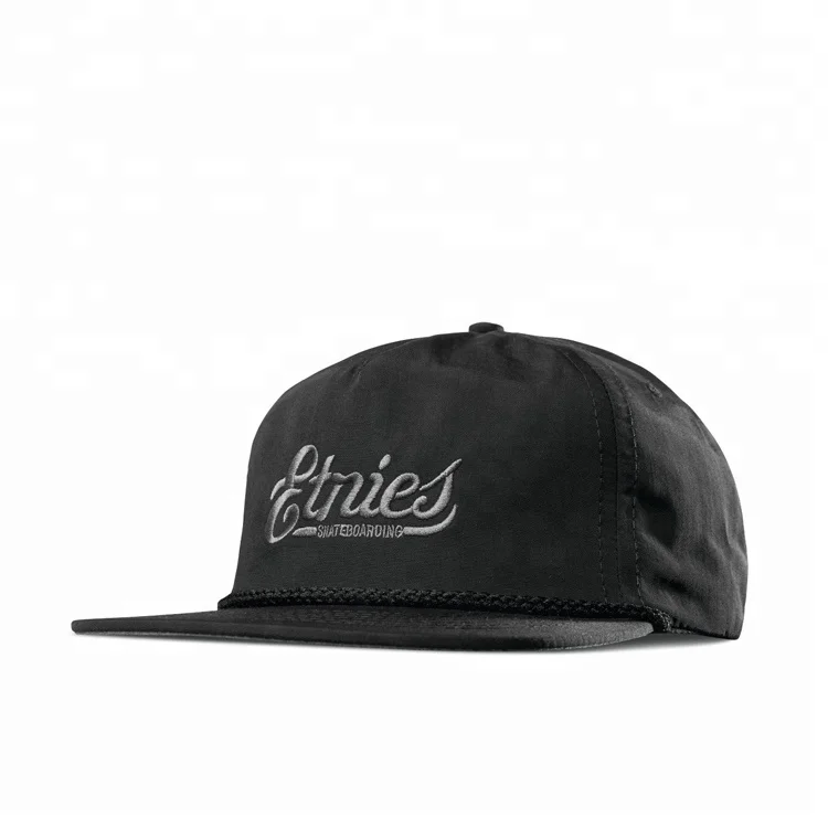 wholesale custom nylon 5 panel rope flat bill brim distressed embroidery logo mesh snapback trucker caps hats