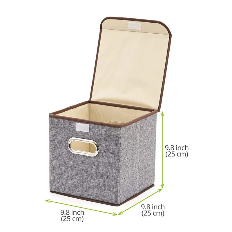 Custom Linen Storage Bin Collapsible Cubes Organizer  Fabric storage Boxes Containers Drawers with Lid for Toys