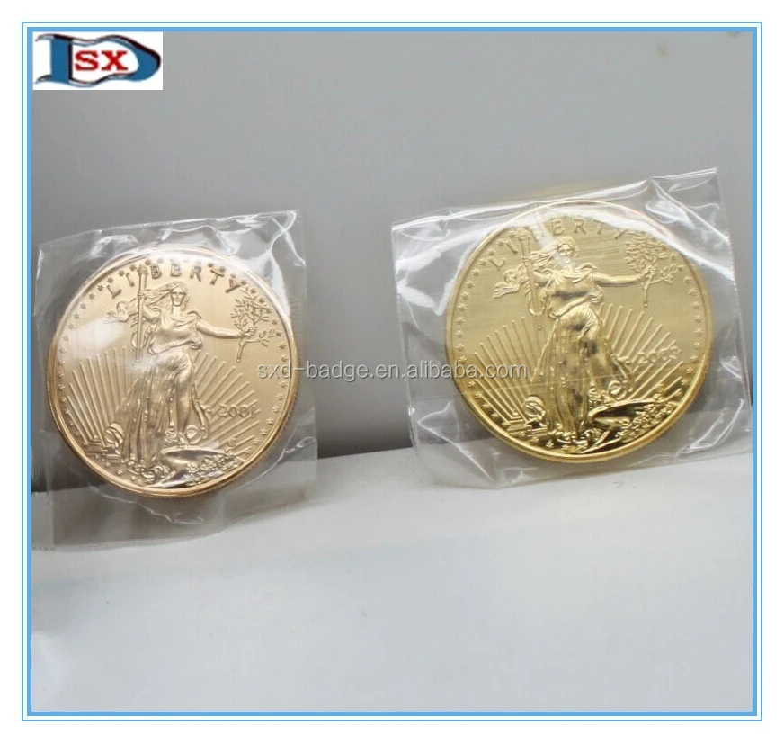 High quality replica American eagle tungsten gold Coin.999 100 mills fine gold clad bar made in China
