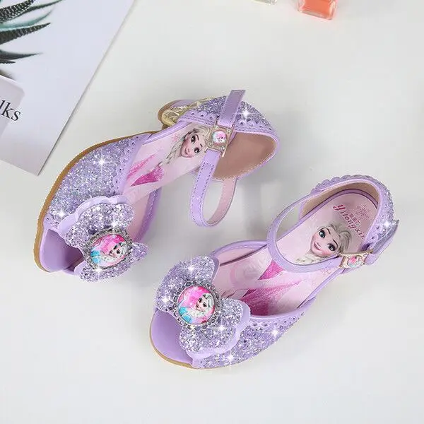 
ZH1423X Spring Children Princess Wedding Glitter Bowknot Crystal Shoes High Heels Dress Shoes Kids Sandals Girls Party Shoes 