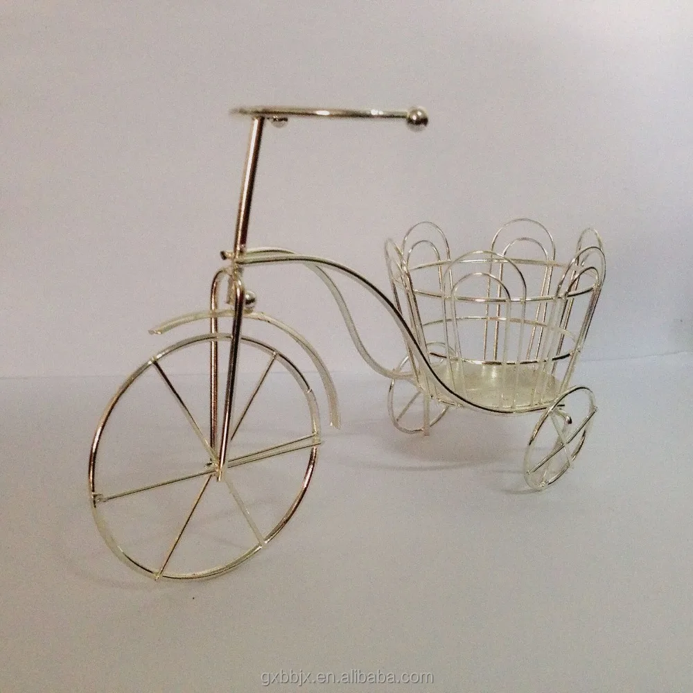Table decorations artificial flower arranging wedding decoration barrel mini metal wire bicycle basket