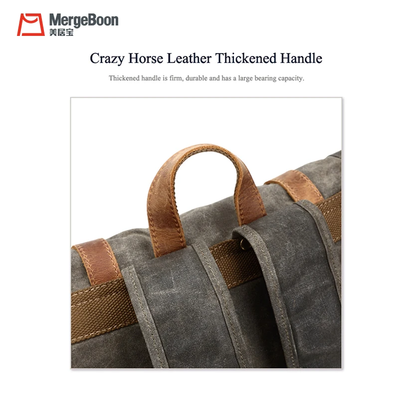 Лидер продаж, зеленый вощеный холст, рулонный школьный рюкзак, винтажная сумка