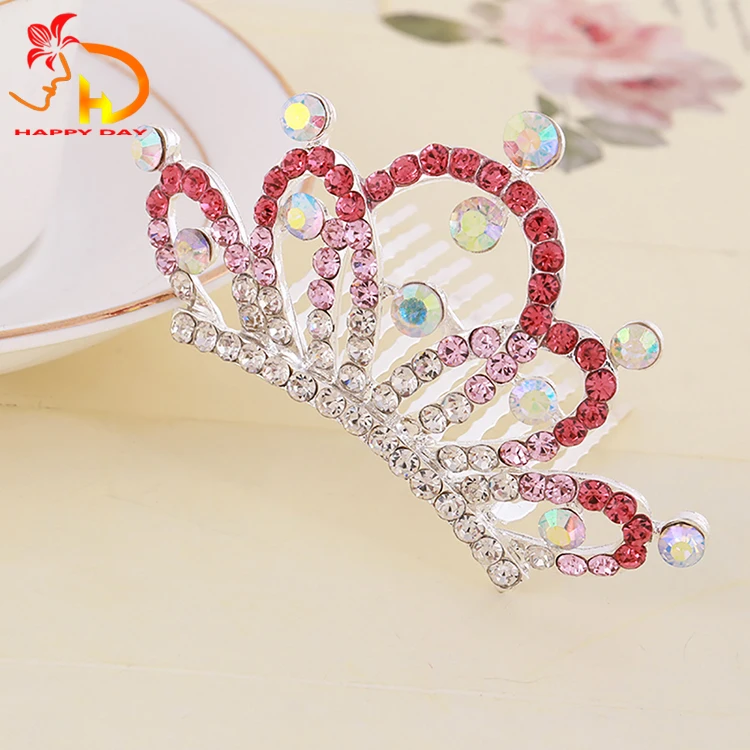 Wholesale Princess Colorful Rhinestone Crown Hair Accessories Bridal Tiara
