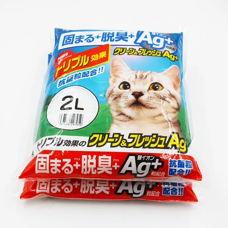 High Quality Custom Printed  2L 5L 6L 7L back seal cat litter packaging bag