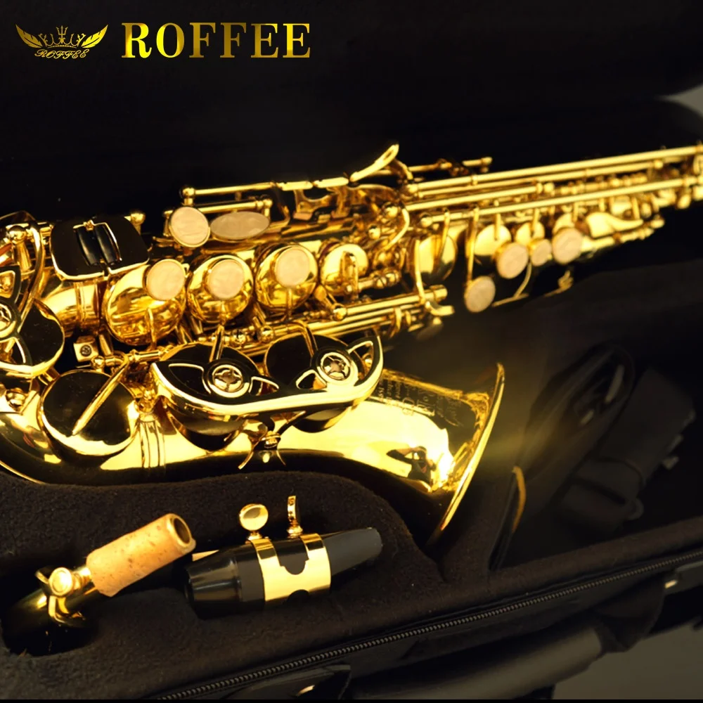 
ROFFEE C3 Professional Performance Level Children Small Bend Soprano Brass Bb Tone Saxophone 