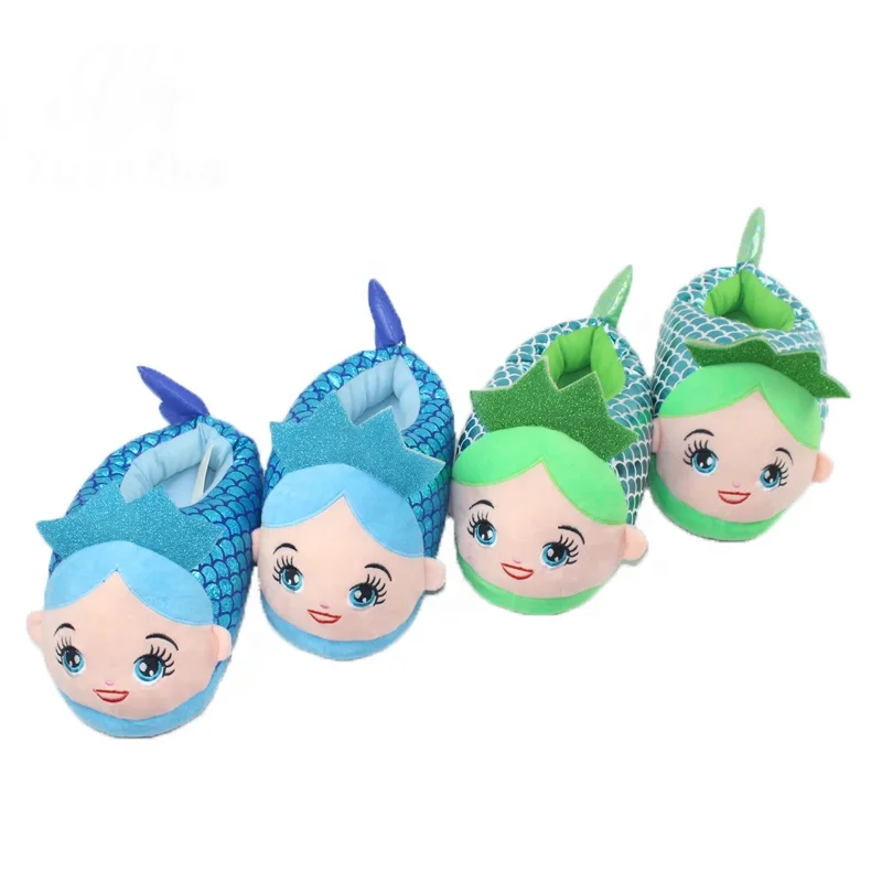 
Winter Adult Plush Sequins Mermaid PVC Home Super Soft 28cm Fluffy Slippers 