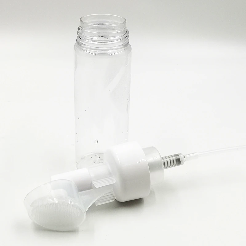 150ml Plastic PET foaming Cleanser Pump Bottle With Massage Brush Head