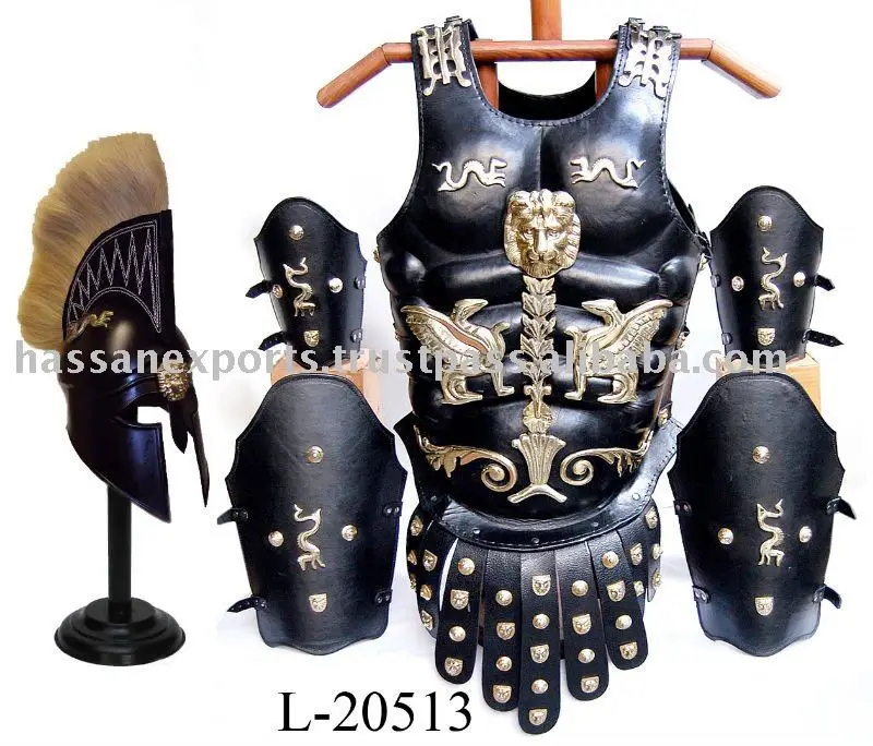 
Medieval Leather Armor Cuirass Set With Corinthian Helmet Plumed  (116016029)
