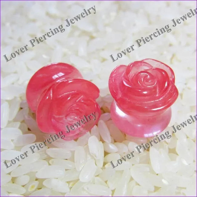 [SE-FP135] Wholesale Rose Flower Ear Plugs, Cherry Stone Ear Plugs Piercing Jewelry