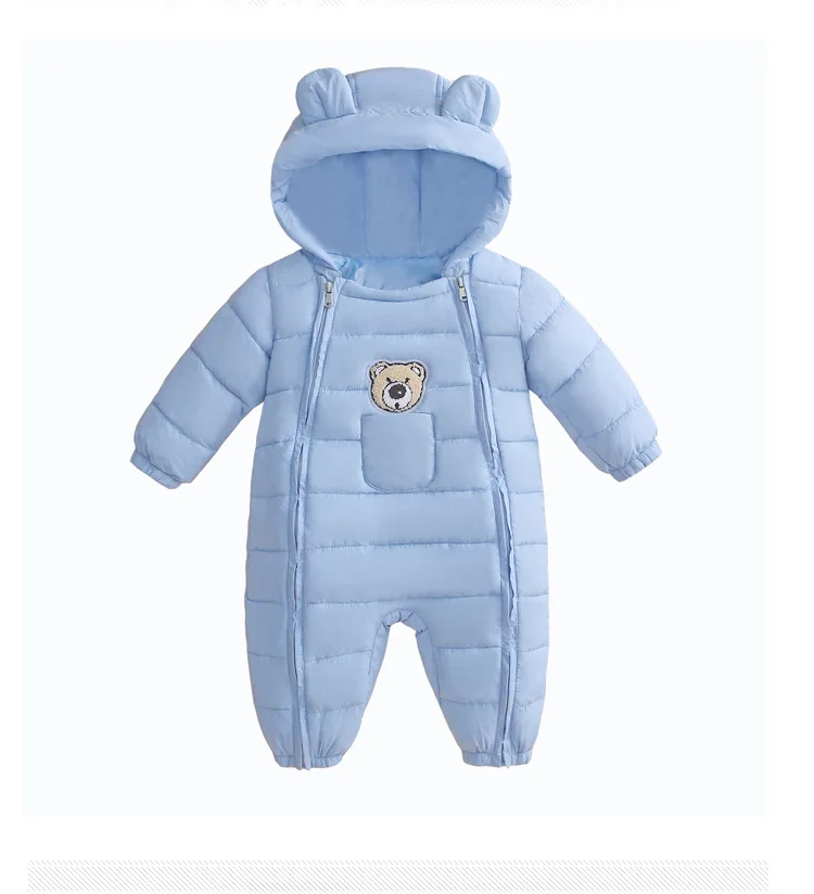 Warm winter children clothes kids padded romper baby hooded romper