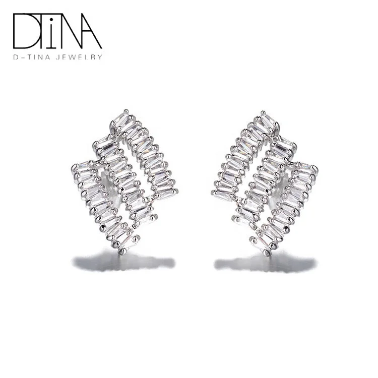 DTINA Nothing Design White Gold Plated Tops Earrings For Girls