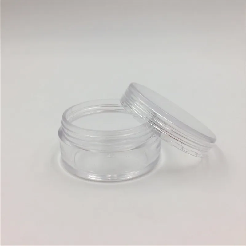 10ml 1/3 oz PS Clear Round Plastic Sample Cream Box Plastic Container with Black Lids