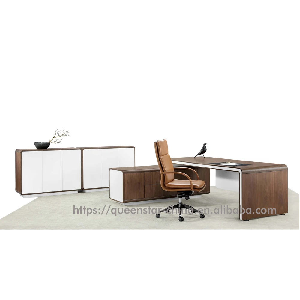 QS-ODJ03 modern office executive desk with pedestal luxury manager desk with drawer with  MDF desktop