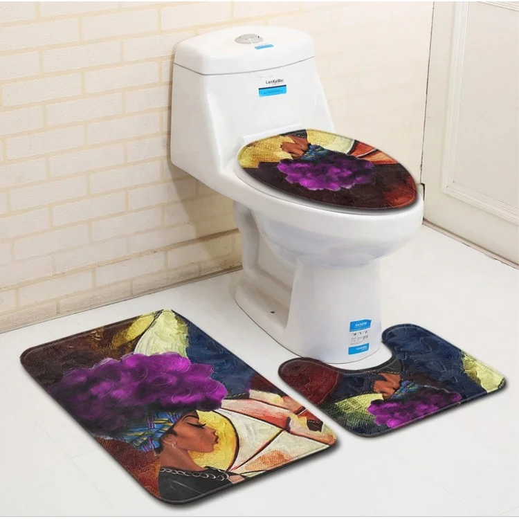 Creative Top Seller 2024 Promotional Home Decor Bathroom Products Anti Slip Toilet Bath Rug Bathroom Mat Set of 3 Pcs