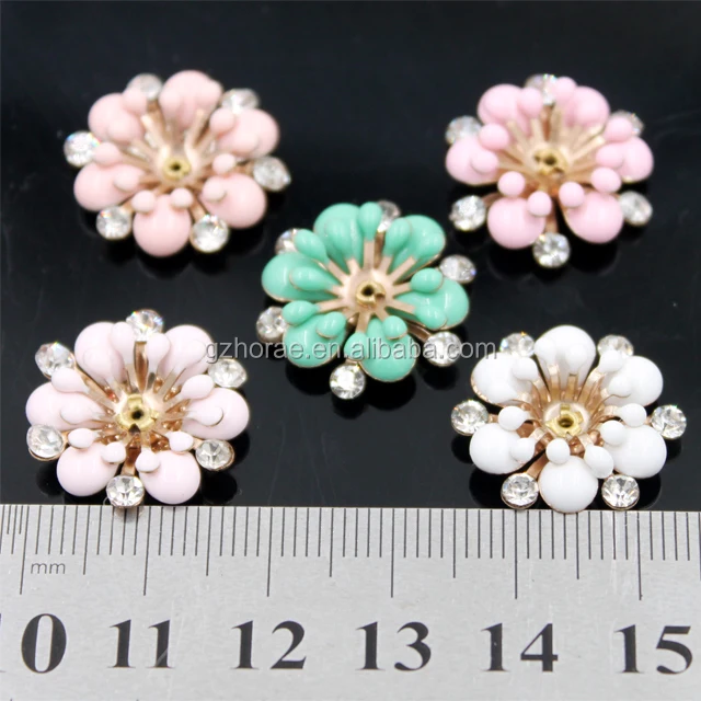 R113 cheap rhinestone flower bead shoe accessories metal shoe buckle for decoration