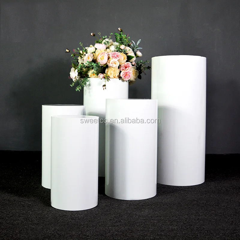 Wholesale wedding dessert table cylinder pillar plinths white modern column flower wedding table