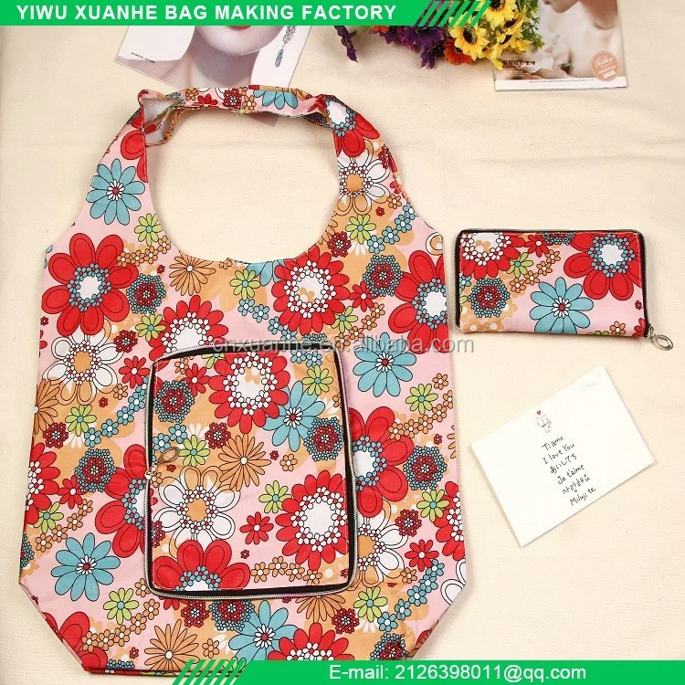 Cheap reusable shopping bag foldable tote bag floral eco promotional for supermarket