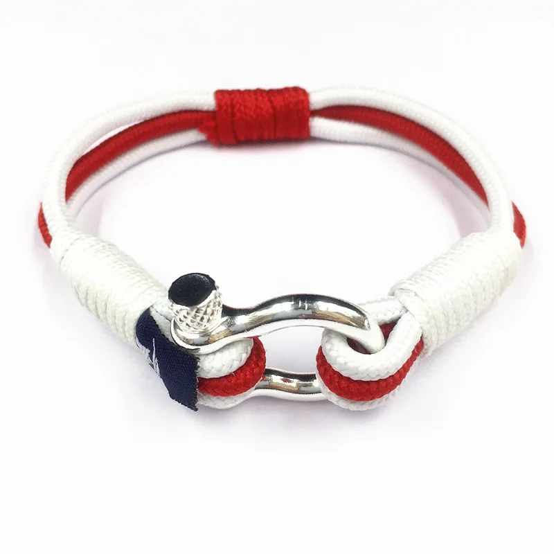 Online shop hot selling multi color cheap custom Shackle nautical rope bracelet men