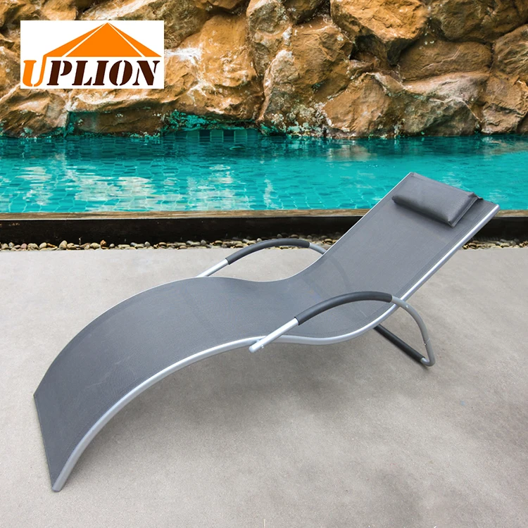 Uplion Unique Outdoor Aluminum Frame Sun Lounger Metal Patio Chaise Lounge Chair for Beach or Hotel Leisure Use