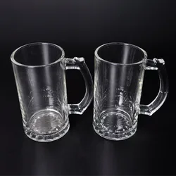 Custom beer glasses with handles logo 500ml glass mug