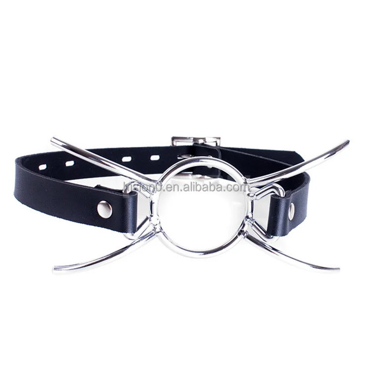 Metal Gold Spider Gag Bondage Mouth Restraint Gag with Adjustable Leather Belt