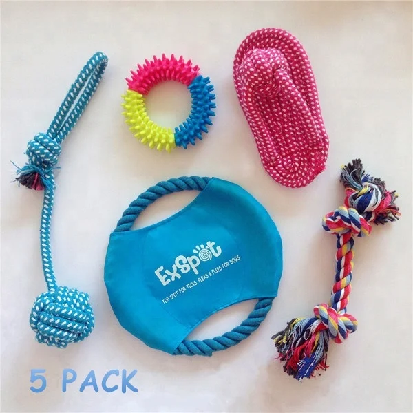 Squeeze Squeaky Soft Vinyl Pet Puppy 6 PACK Dog Chew Toy Gift Set Free Assorted Interactive Teething Clean Rope Rubber Pet Toy