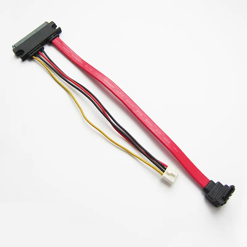 Factory 7+15pin Sata 22pin Female to 90 Degree Sata 7pin Cable Red Customized Pvc