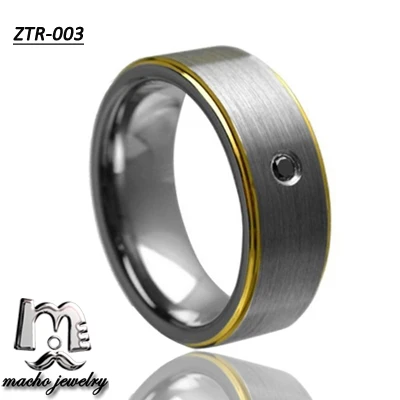 
Bridal Jewellery Sets 8mm Mens Tungsten CZ Diamond Wedding Ring with Grooved 