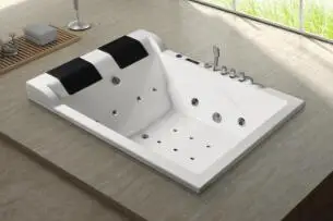 rectangular 2 person big size sex massage hot bathtub with faucets