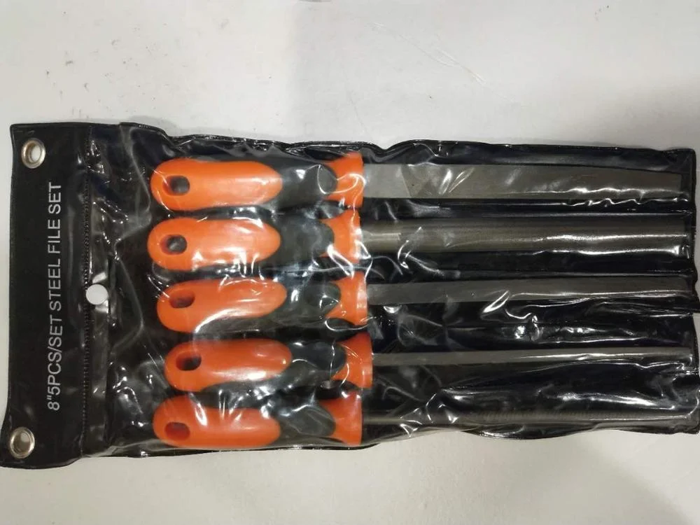 
TPR ABS handle 5pcs Steel File Set Included Flat Round Triangle Square Half Round Steel File Diamond Needle Mini File set 