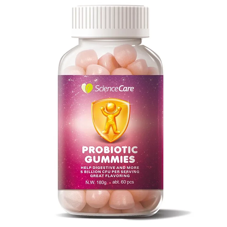 Customized OEM Gummy vitamins Halal Gelatin Digestion Immune enhance  Probiotic Gummies