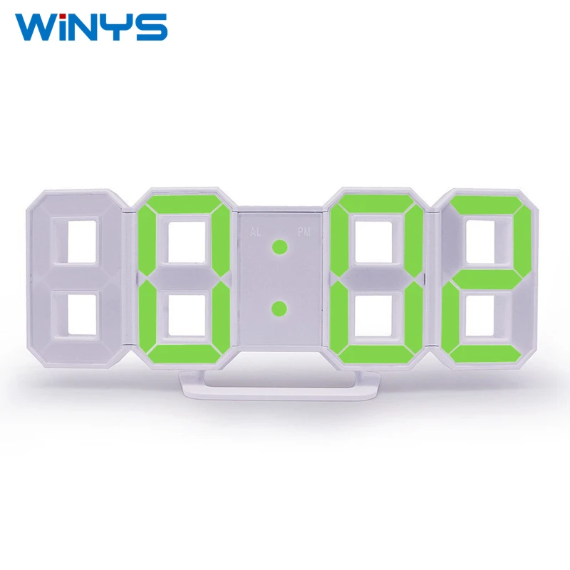 Digital Alarm Clock Modern Wall Desk Table 3D Clock Colorful LED Light with Thermometer Snooze Function