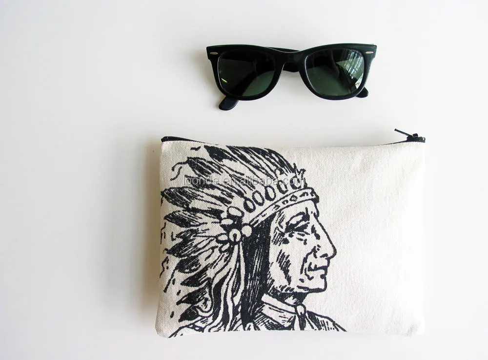 
Small tribal boho organic cotton zipper pouch 
