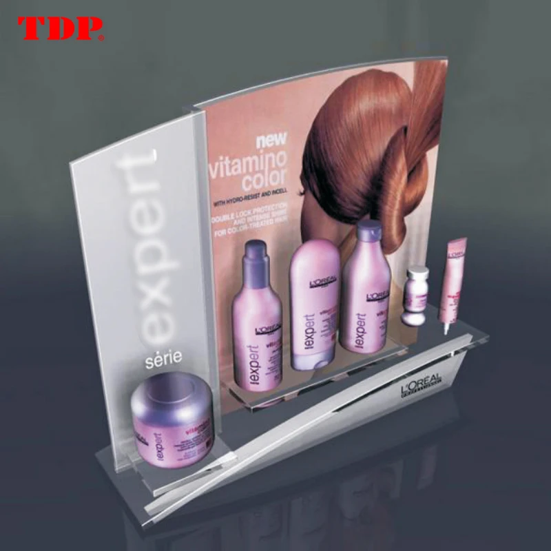 Elegant Design Counter Retailer Beauty Products Makeup Rack Acrylic Cosmetic Display Stands