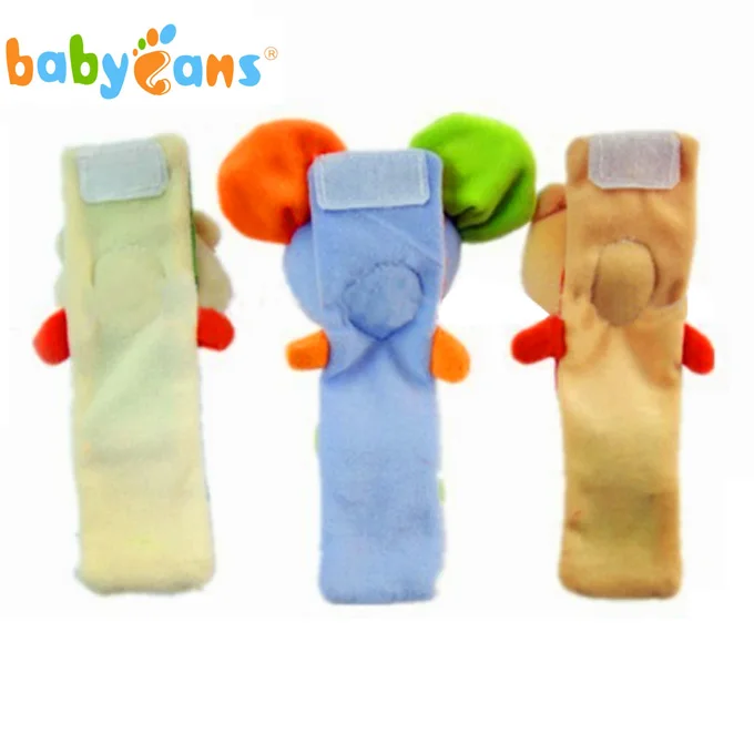 Babyfans cute custom plush baby wrist rattle toy soft animal wrist band