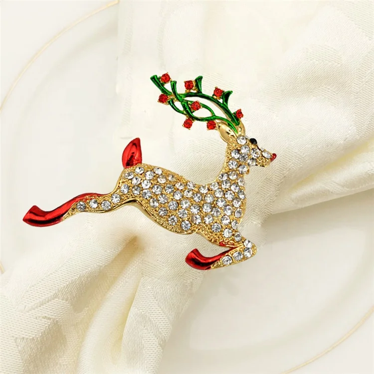 Горный хрусталь кольца для салфеток рождественские украшения олень кольца для салфеток NH-20