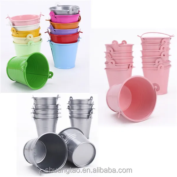 colorful mini buckets pails decorative for garden or home