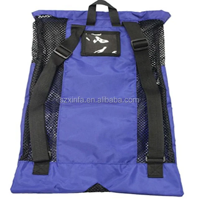 Multi Functional Mesh Bag With Drawstring Shoulder Straps For Swimming, Beach, Diving, Travel, Gym