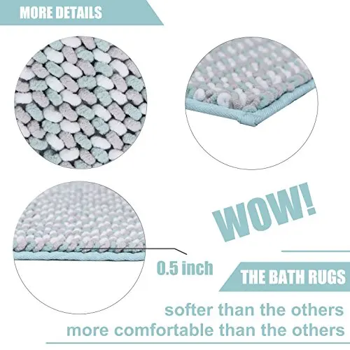 
Non-slip TPR machine washable chenille bathroom rug pad carpet shower microfiber bath mat for tub 