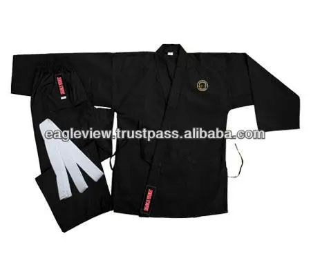 8 OZ  BLACK Customized Karate Uniform for Students Karate Gi