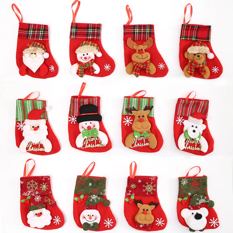 
Wholesale cheap felt hang christmas stocking mini small 3d lovely funny christmas socks 