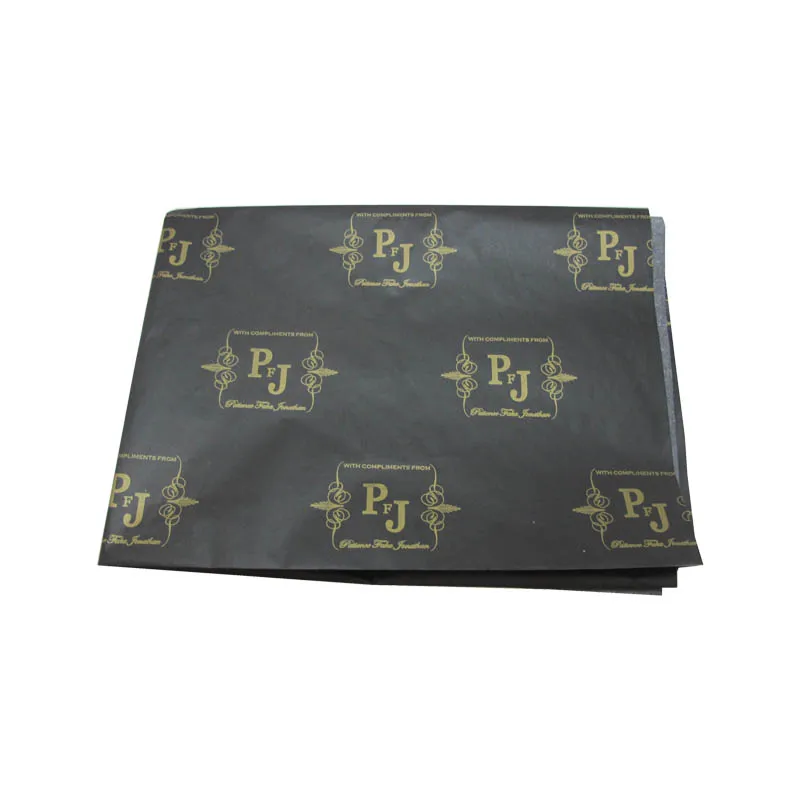 
Custom black printed tissue paper with gold logo for soap wrapping 