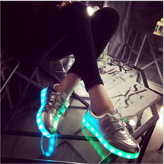 children USB charging Flash colorful luminous shoes LED shoes for boys and girls Night Shop Club