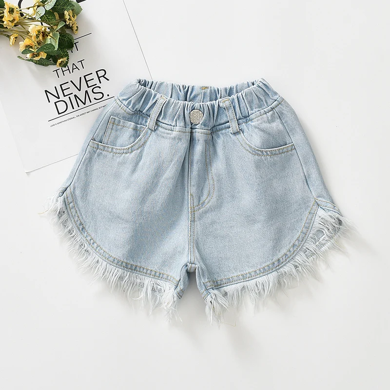 
High waisted ripped colorful candy kids little girls demin jeans short hot pants 