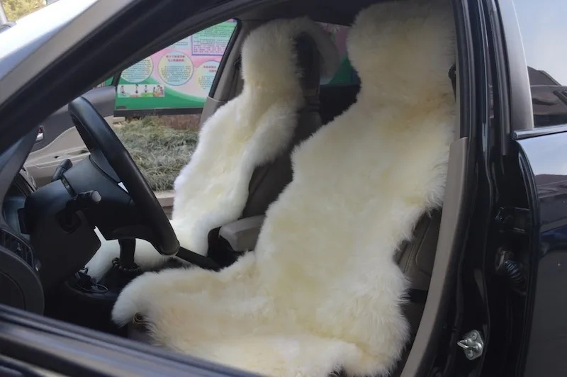 Grey Colour Premium Australian Sheep Skin Car Long Wool Front Single Seat Cover
