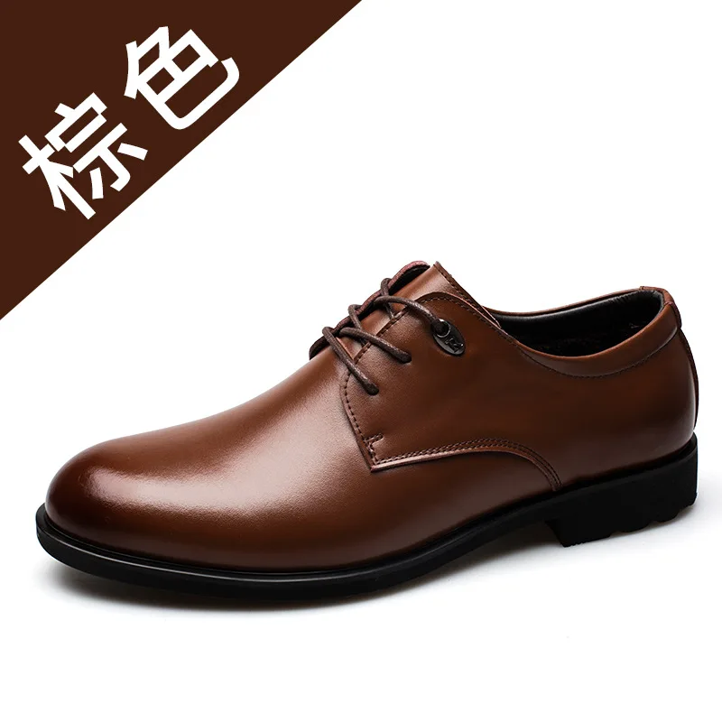 Wholesale black brown high quality genuine leather shoes custom men dress shoes
