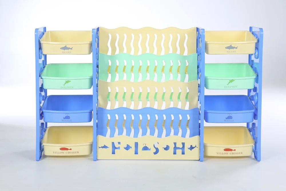 Low price 4 Layers plastic kids book shelf  children plastic bookshelf