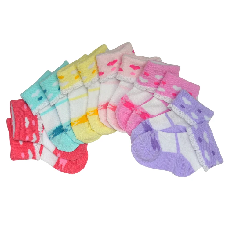 Hot Selling Lovely Heart-shape Pattern Printed Newborn Baby Socks 010