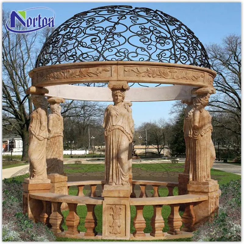 Modern Outdoor Garden Decor Custom-Size Sandstone Gazebo Pavilion Beautiful Natural Stone for Hotel NTWP-018Y for Sale
