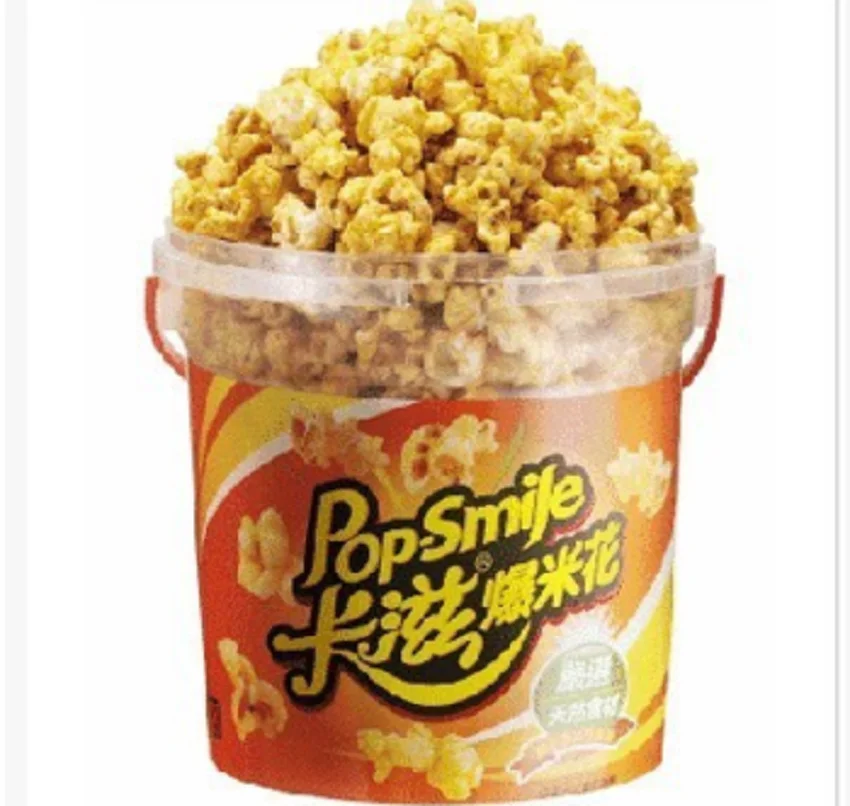 wholesale 5L transparent PP plastic popcorn bucket with lid and handle in china